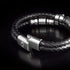 Lederarmband Herren geflochten edelstahl silber unisex uniqal